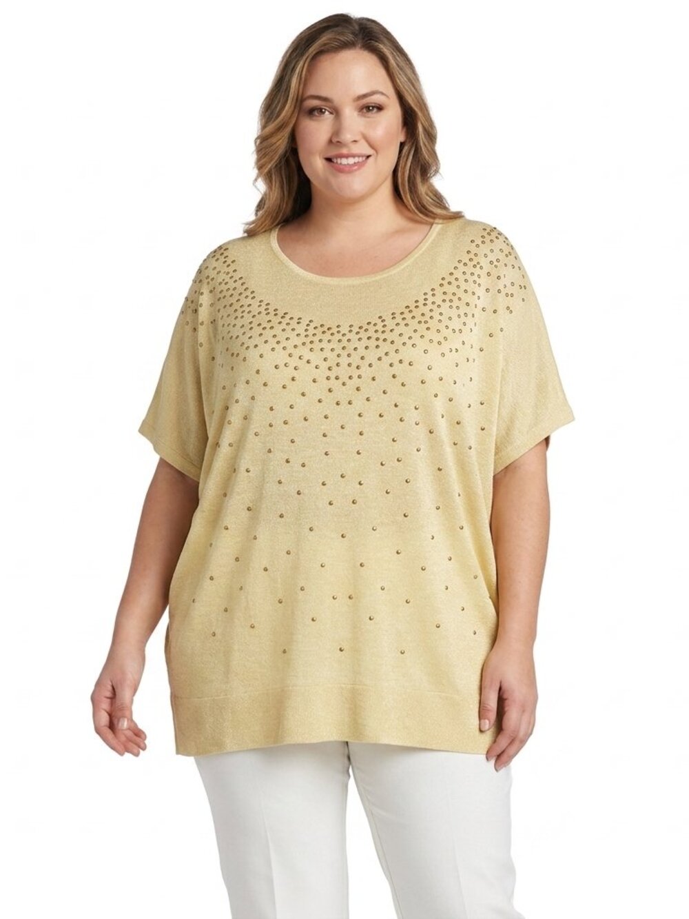 Dex Relaxed Fit Metallic Knit Top w/Metal Decoration NEW- Sz. 1X